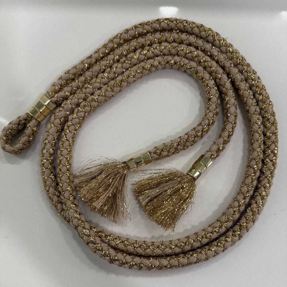MAJE/BRAIDED ROPE TASSEL BELT/GOLD/OS